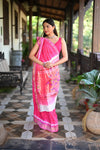 Rang Mahal Exclusive ~ Handloom Pure Silk Bandhani Paithani with Double Pallu in Pink (With Silk Mark) - verymuchindian.com