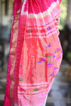 Rang Mahal Exclusive ~ Handloom Pure Silk Bandhani Paithani with Double Pallu in Pink (With Silk Mark) - verymuchindian.com