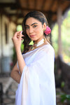 Rang Mahal ~ Handloom Pure Cotton Paithani in Fresh White with Oldest Asawali Pallu - verymuchindian.com