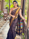 Rang Mahal ~ Handloom Pure Silk Maharani Paithani in Coffee Brown (With Silk Mark) - verymuchindian.com
