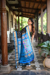 Rang Mahal ~ Handloom Pure Silk Maharani Paithani Saree in Regal Black with Blue (With Silk Mark) - verymuchindian.com