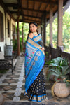 Rang Mahal ~ Handloom Pure Silk Maharani Paithani Saree in Regal Black with Blue (With Silk Mark) - verymuchindian.com