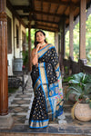 Rang Mahal ~ Handloom Pure Silk Maharani Paithani Saree in Regal Black with Blue (With Silk Mark) - verymuchindian.com