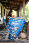 Rang Mahal ~ Handloom Pure Silk Maharani Paithani Saree in Regal Black with Blue (With Silk Mark) - verymuchindian.com