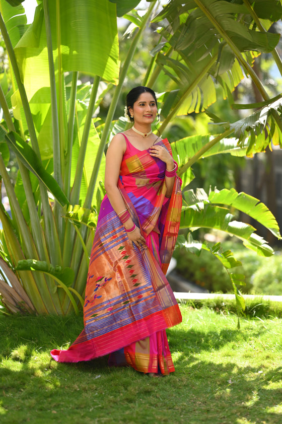 Pehal Traditional Multicolor Pure Silk Paithani with Double Pallu