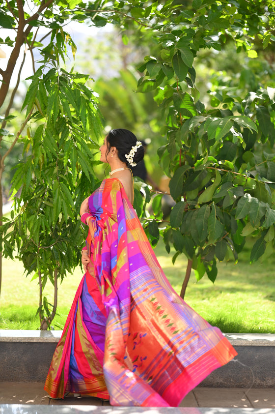 Pehal Traditional Multicolor Pure Silk Paithani with Double Pallu