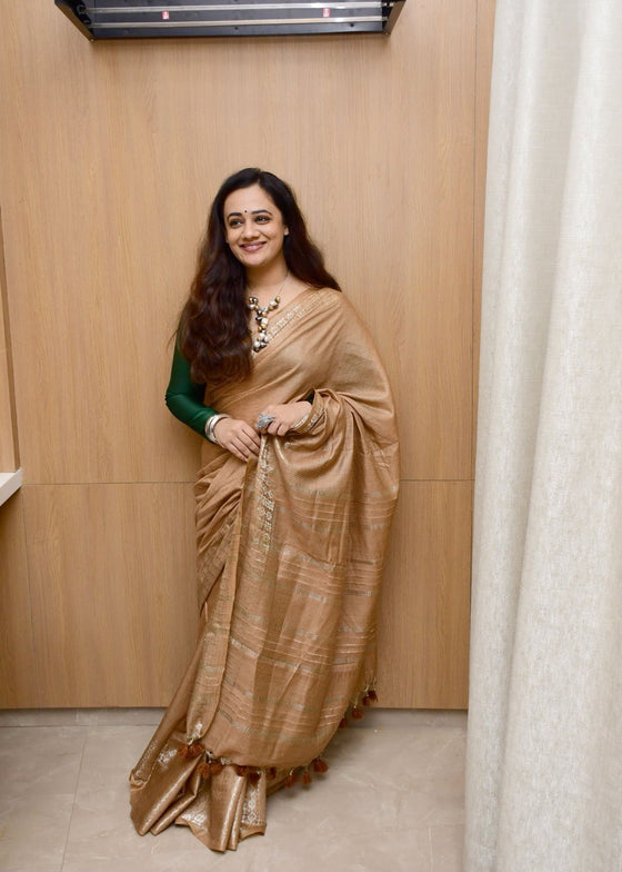 Gaurangi ~ Viscose Hand-dyed Saree in Monochrome Slaked Dusty Rose