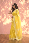 Sehaj ~ Exclusive Hand-Stitched Appliqué Weave Cotton Saree Floral Appliqué Pallu Fresh Yelllow - verymuchindian.com