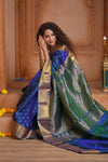 Shubh Lakshmi ~ Handloom Pure Silk Kanjivaram Saree in Dual Tone Azure Blue (Silk Mark Certified)