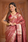 Shubh Lakshmi ~ Handloom High Quality Pure Soft Silk Brocade Saree in Rust (Silk Mark Certified)