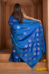 Shubh Lakshmi ~ Handloom High Quality Pure Soft Silk Saree in Ocean Blue (Silk Mark Certified)