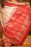 Shubh Lakshmi ~ Handloom High Quality Pure Soft Silk Saree in White and Red (Silk Mark Certified)