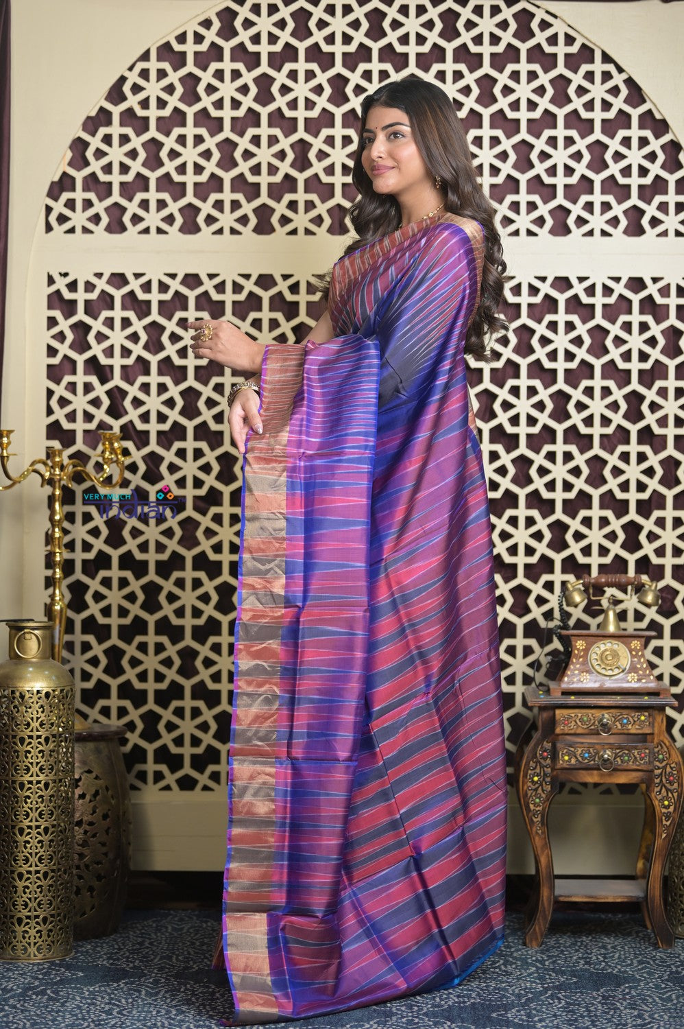 Shubh Lakshmi 2.0 ~ Handloom High Quality Pure Soft Silk Saree in Blue and Purple (Silk Mark Certified)