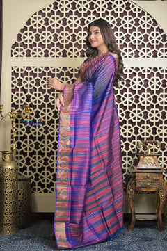 Shubh Lakshmi 2.0 ~ Handloom High Quality Pure Soft Silk Saree in Blue and Purple (Silk Mark Certified)