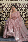 Shubh Lakshmi 2.0 ~ Handloom High Quality Pure Kora Silk Saree in Powder Pink (Silk Mark Certified)