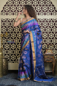 Shubh Lakshmi 2.0 ~ Handloom High Quality Pure Soft Silk Patola  Saree in Delight Blue