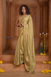 Shubh Lakshmi ~ Handloom Pure Mysore Silk Crepe Saree in Slaked Gold (Silk Mark Certified)