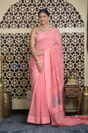 Shubh Lakshmi 2.0 ~ Handloom Chanderi Saree in Light Peach (Silk Mark Certified)