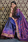 Shubh Lakshmi 2.0 ~ Handloom High Quality Pure Soft Silk Saree in Blue and Purple (Silk Mark Certified)