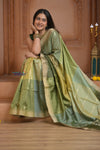 Shubh Lakshmi ~ Handloom High Quality Pure Soft Silk Saree in Shades of Green (Silk Mark Certified)