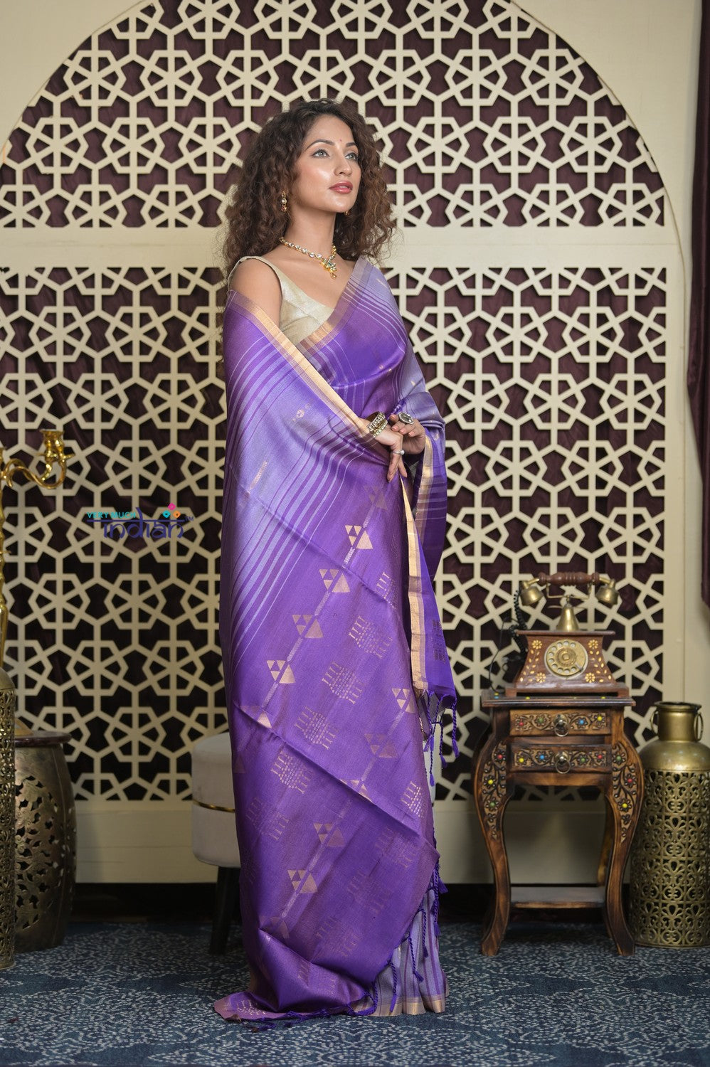 Shubh Lakshmi 2.0 ~ Handloom High Quality Pure Soft Silk Saree in Lilac and Purple (Silk Mark Certified)