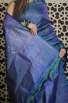Shubh Lakshmi 2.0 ~ Handloom High Quality Pure Soft Silk Saree in Ink Blue (Silk Mark Certified)