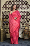 Shubh Lakshmi 2.0 ~ Handloom High Quality Pure Soft Silk Saree in Dual Tone Red Pink (Silk Mark Certified)