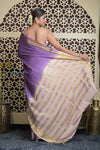 Shubh Lakshmi 2.0 ~ Handloom High Quality Pure Mysore Silk Saree in Lilac and Gold (Silk Mark Certified)