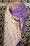 Shubh Lakshmi 2.0 ~ Handloom High Quality Pure Mysore Silk Saree in Lilac and Gold (Silk Mark Certified)