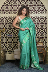 Shubh Lakshmi 2.0 ~ Handloom High Quality Pure Katan Silk Saree in Mint Green (Silk Mark Certified)