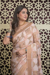 Shubh Lakshmi 2.0 ~ Handloom Banarasi Khaddi Crepe Georgette Silk Saree in Ivory and Gold (Silk Mark Certified)