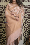 Shubh Lakshmi 2.0 ~ Handloom Banarasi Khaddi Crepe Georgette Silk Saree in Ivory and Gold (Silk Mark Certified)