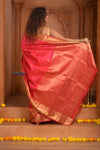 Shubh Lakshmi ~ Handloom Pure Silk Kanjivaram Saree in Crimson Red Gold (Silk Mark Certified)