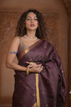 Shubh Lakshmi ~ Handloom High Quality Pure Soft Silk Saree in Brown (Silk Mark Certified)