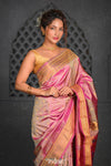 Virasat ~ Handloom Pure Silk Tissue Maharani Paithani with Maharani Pallu in Dual Tone Pink Green