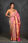 Virasat ~ Handloom Pure Silk Tissue Maharani Paithani with Maharani Pallu in Dual Tone Pink Green