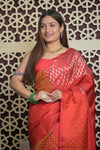 Shubh Lakshmi 2.0 ~ Handloom High Quality Pure Soft Silk Saree in Shades of Red (Silk Mark Certified)