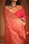 Shubh Lakshmi ~ Handloom Pure Silk Kanjivaram Saree in Crimson Red Gold (Silk Mark Certified)