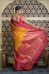 Shubh Lakshmi 2.0 ~ Handloom High Quality Pure Soft Silk Saree in Yellow and Pink (Silk Mark Certified)