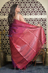 Shubh Lakshmi 2.0 ~ Handloom High Quality Pure Soft Silk Saree in Dual Tone Pink and Blue (Silk Mark Certified)