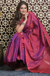 Shubh Lakshmi 2.0 ~ Handloom High Quality Pure Soft Silk Saree in Dual Tone Pink and Blue (Silk Mark Certified)