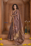 Shubh Lakshmi ~ Handloom High Quality Pure Soft Silk Saree in Pantone Brown (Silk Mark Certified)