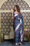 Shubh Lakshmi 2.0 ~ Handloom High Quality Pure Soft Silk Saree in Shades Of Blue (Silk Mark Certified)