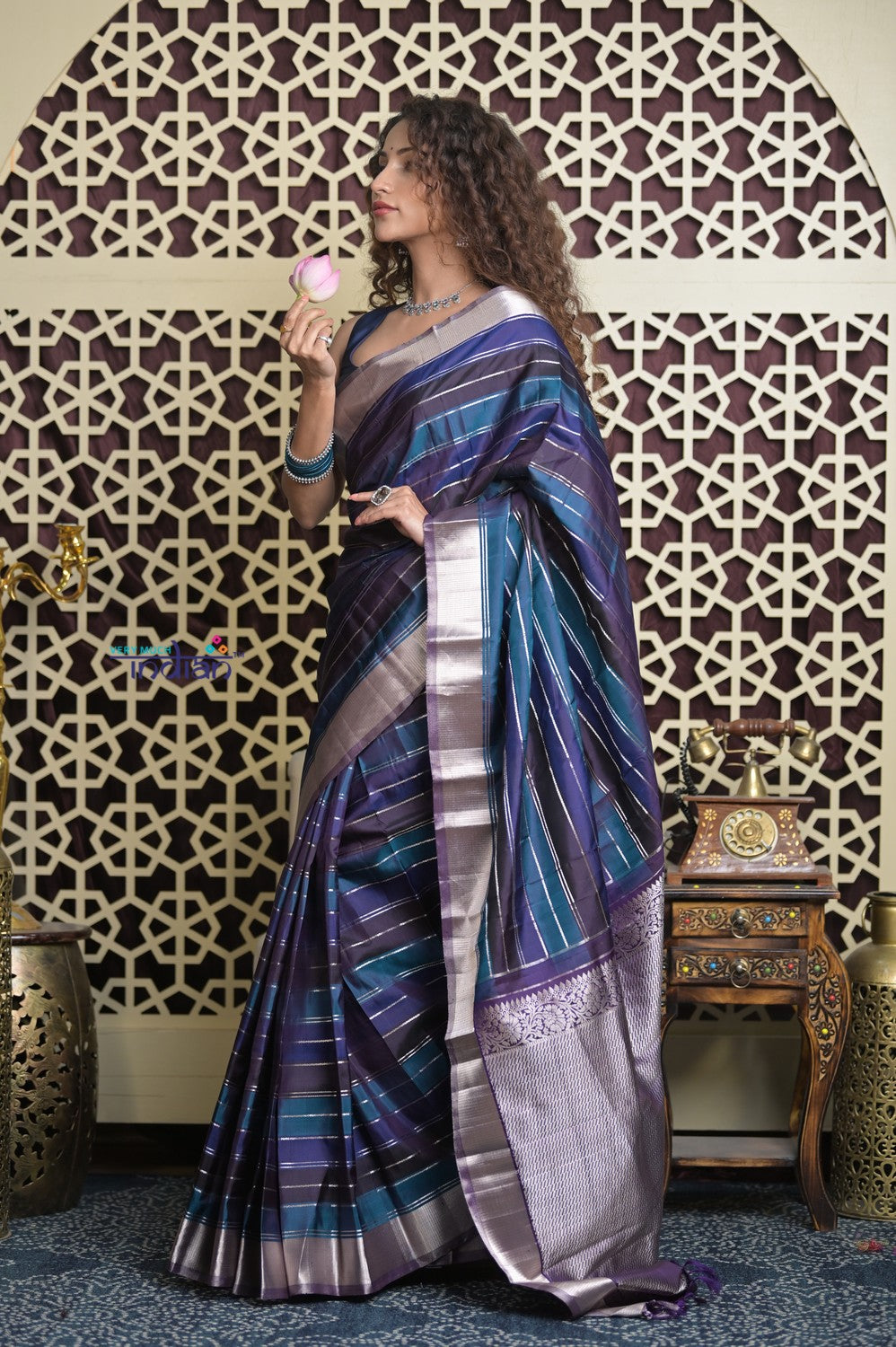 Shubh Lakshmi 2.0 ~ Handloom High Quality Pure Soft Silk Saree in Shades Of Blue (Silk Mark Certified)