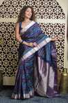 Shubh Lakshmi 2.0 ~ Handloom High Quality Pure Soft Silk Saree in Shades Of Blue (Silk Mark Certified)