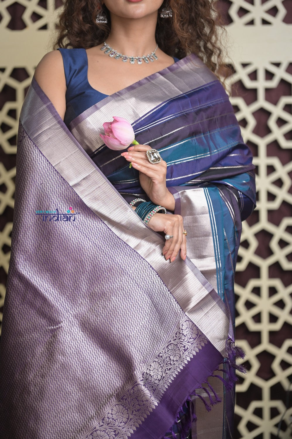 Shubh Lakshmi 2.0 ~ Handloom High Quality Pure Soft Silk Saree in Shades Of Blue (Silk Mark Certified)