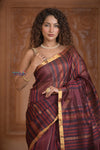 Shubh Lakshmi ~ Handloom Cotton Silk Saree in Maroon and Brown