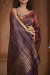 Shubh Lakshmi ~ Handloom Cotton Silk Saree in Maroon and Brown