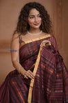 Shubh Lakshmi ~ Handloom Cotton Silk Saree in Maroon and Brown