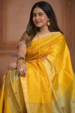 Shubh Lakshmi ~ Handloom High Quality Pure Soft Silk Saree in Shades of Yellow (Silk Mark Certified)